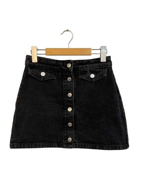 Topshop MOTO Black Denim Button-Up Mini Skirt – Size 4 EUC